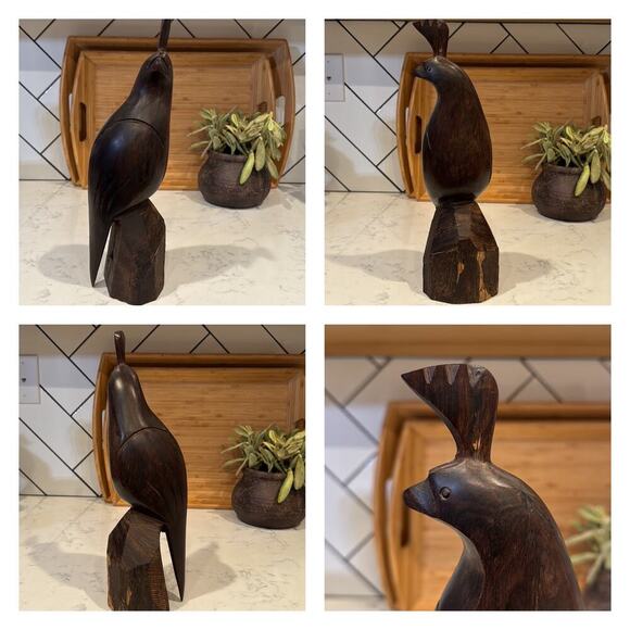 Vintage Ironwood Seri Quail Hand carved Sculpture, Kino Indians of Mexico, 13” - Picture 7 of 8